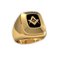 Yellow Gold Top & Gold-Plated Sterling Silver Shank Masonic Ring w/ Custom Crown Detail